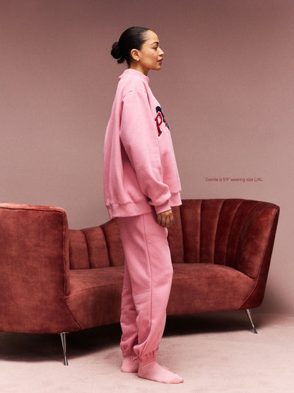 Jean Heart Varsity Mockneck - Blush