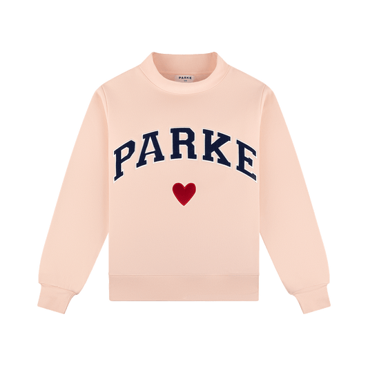 Heart Varsity Mockneck - Peony + Denim