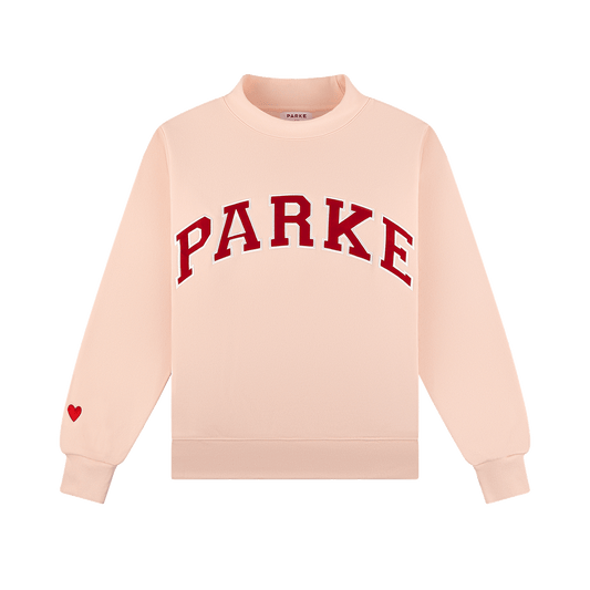 Valentine's Varsity Mockneck - Peony + Crimson