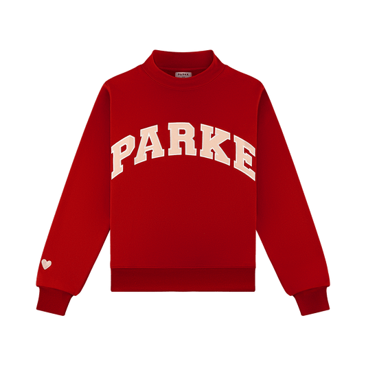 Valentine's Varsity Mockneck - Crimson + Peony